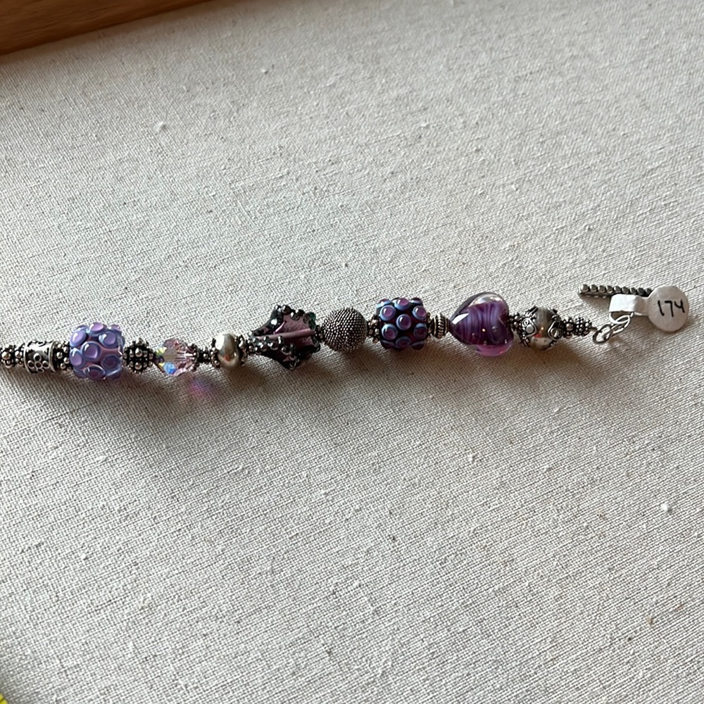 Bali Silver and Glass bead bracelet